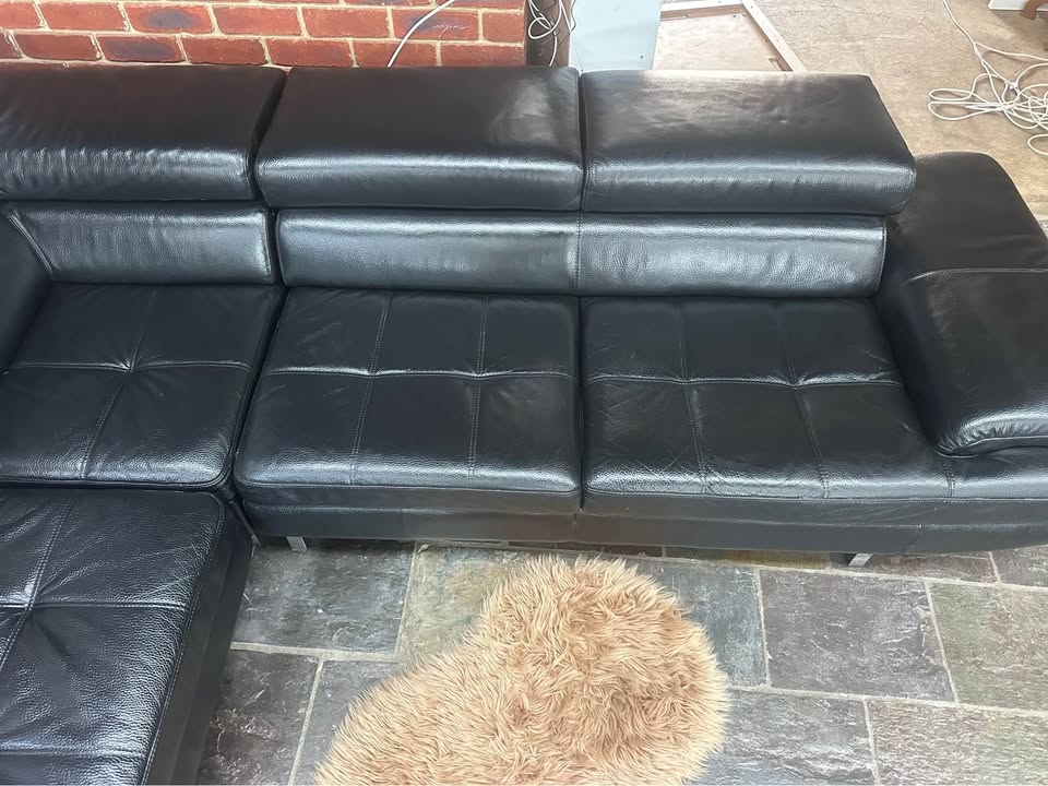 Premium Nick Scali Black Leather Corner Sofa | Adjustable Headrests photo 6
