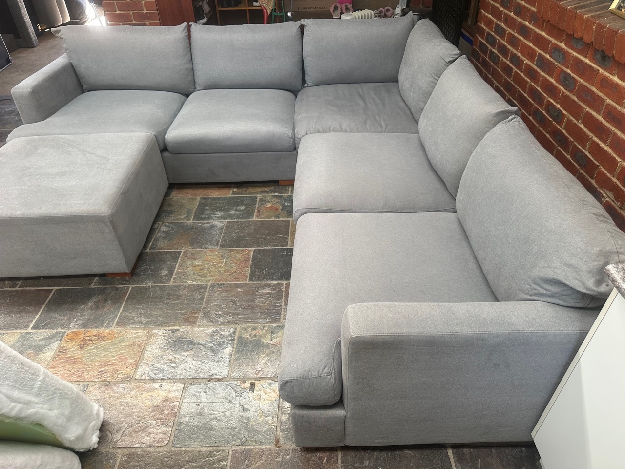 Professionally Cleaned Large Light Grey U-Shaped Modular Sofa | Free Delivery* photo 2