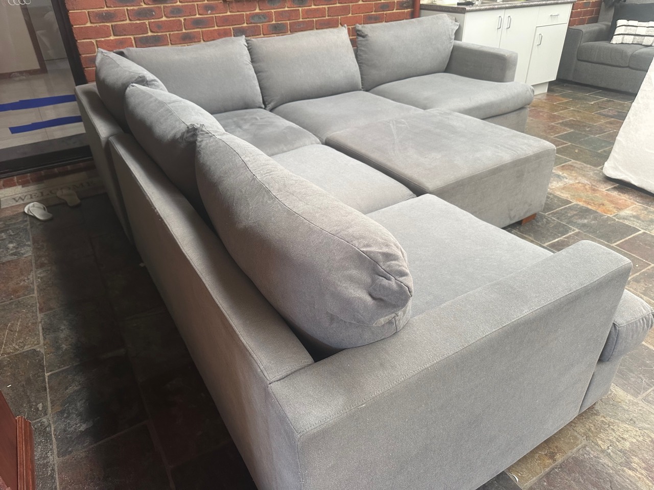Professionally Cleaned Large Light Grey U-Shaped Modular Sofa | Free Delivery* photo 3