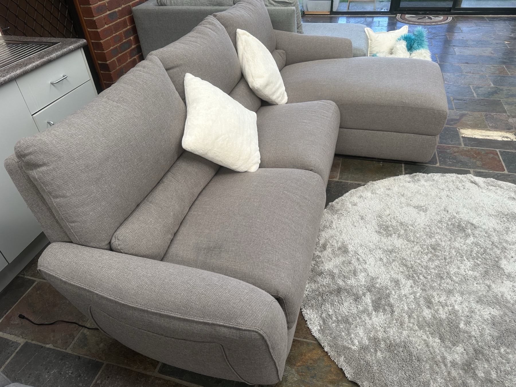 Professionally Cleaned Greige Electric Recliner Sofa with Chaise | Free Delivery* photo 6