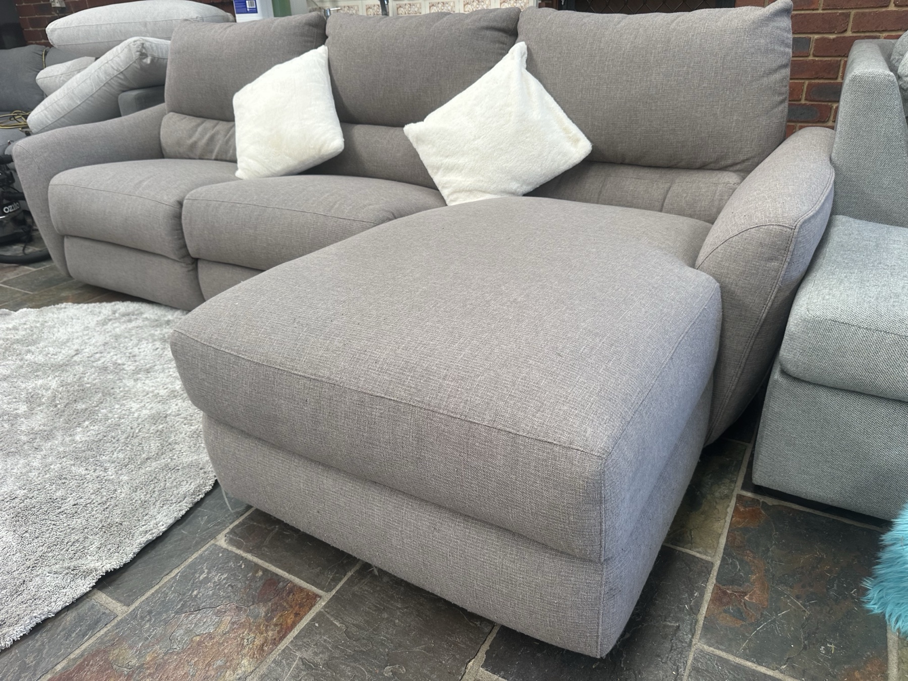 Professionally Cleaned Greige Electric Recliner Sofa with Chaise | Free Delivery* photo 7
